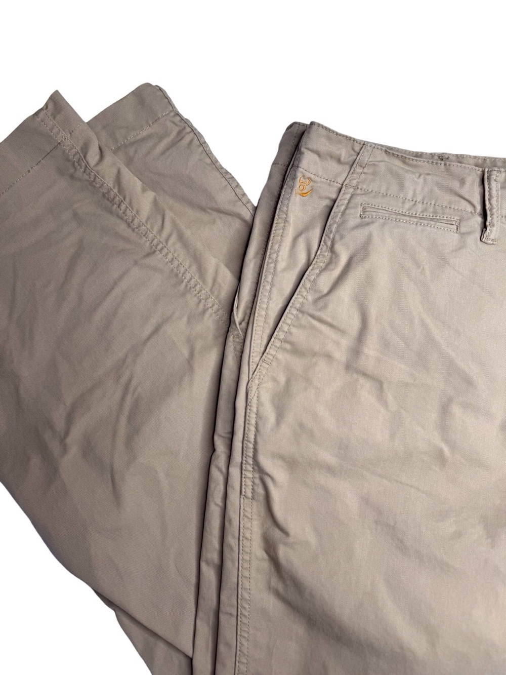 Birdwell Beach Britches Khaki Drawstring Chino Pants 36 x 27 Straight Leg